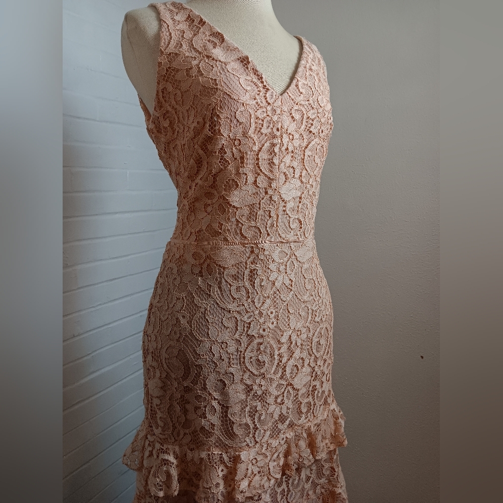 Lauren Ralph Lauren Elegant Lace Sleeveless Dress - Dusty Rose Pink Sz4